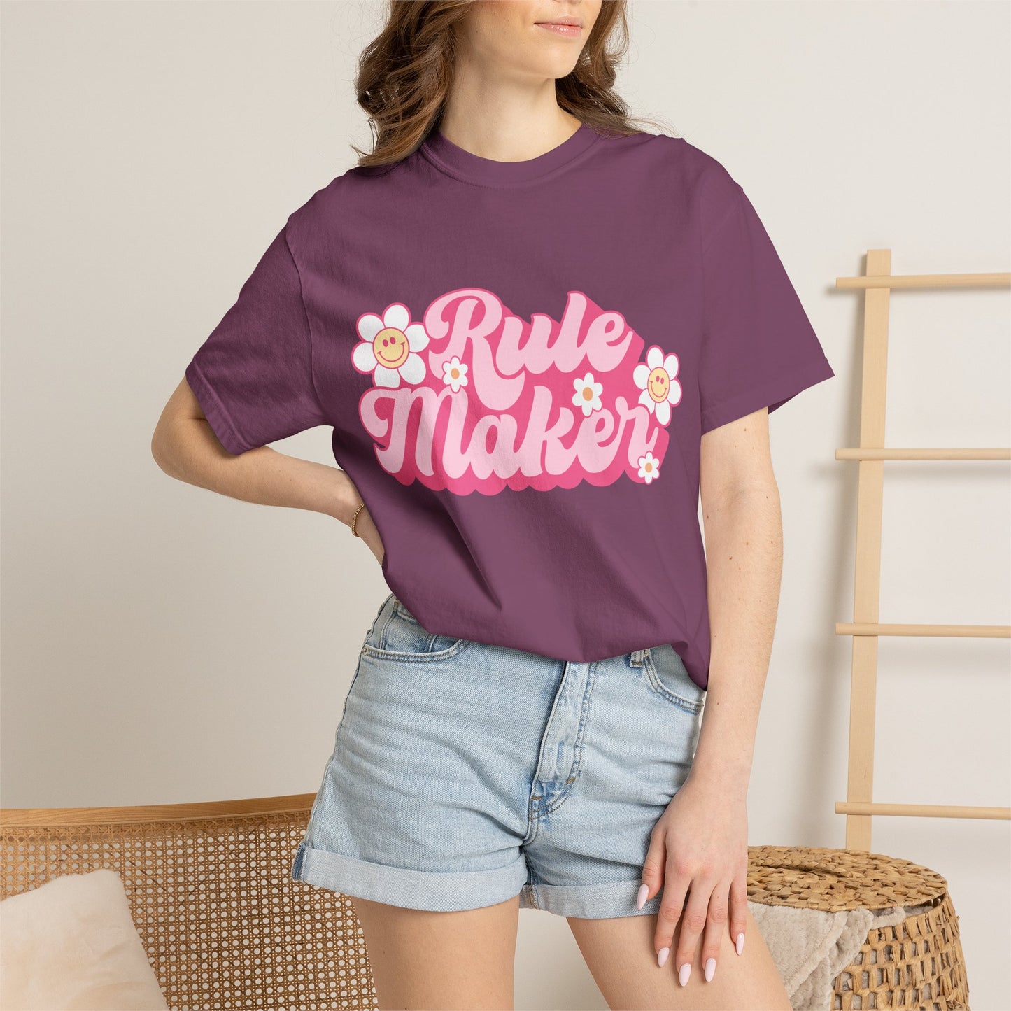 Rule Maker T-Shirt — Retro Floral Pink Graphic Tee