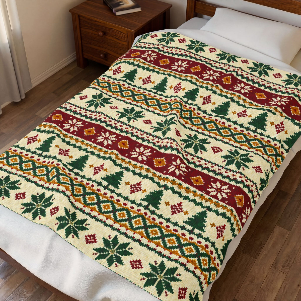 Nordic Christmas Pattern Velveteen Plush Blanket