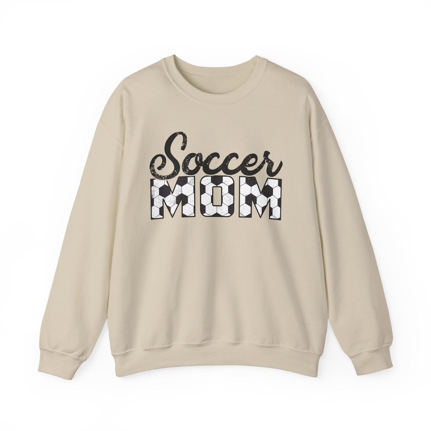Soccer Mom Crewneck Sweatshirt — Ladies Soccer Mom Pullover with Soccer Ball Text