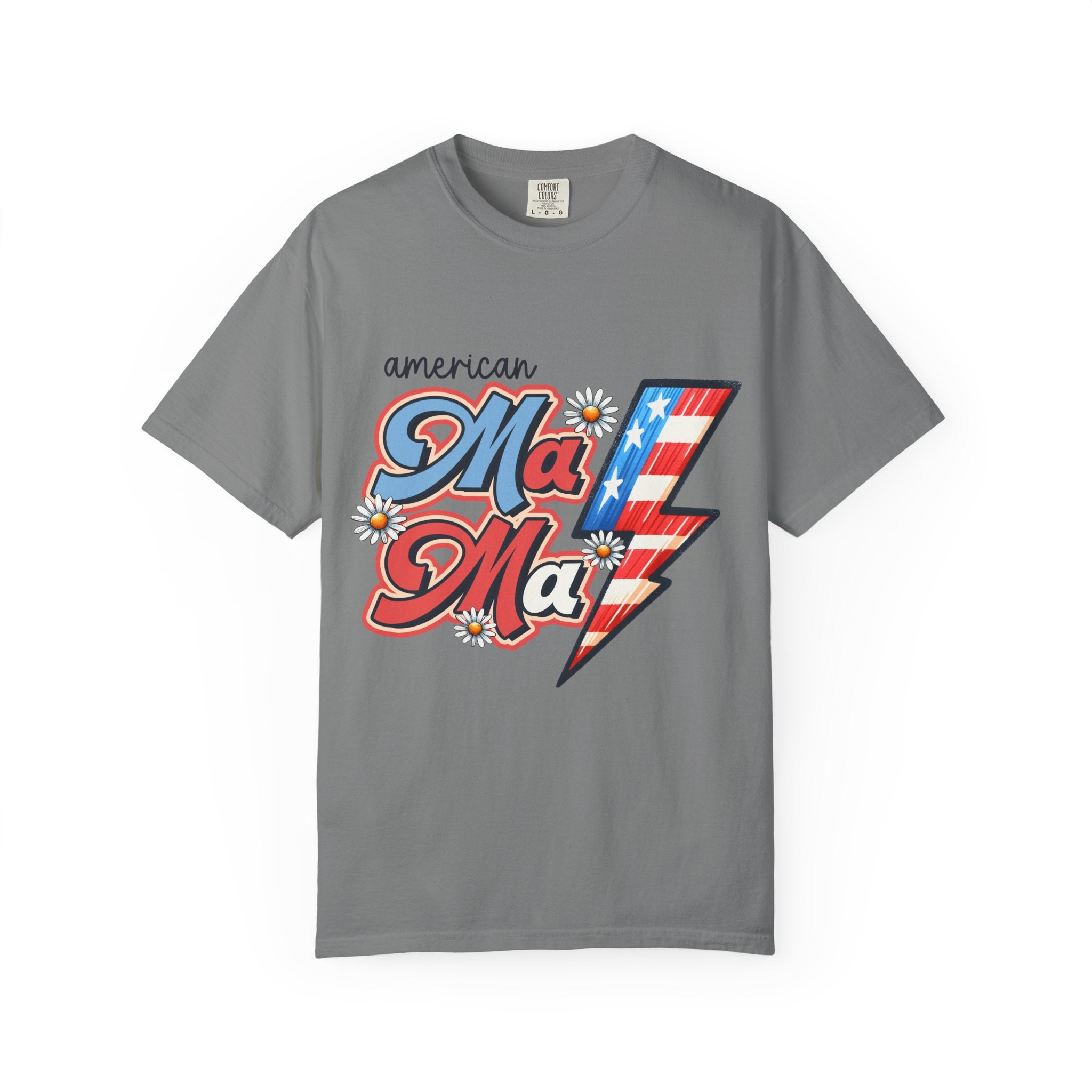 American MaMa Lightning Bolt T-Shirt — Retro Patriotic Mother's Day Tee
