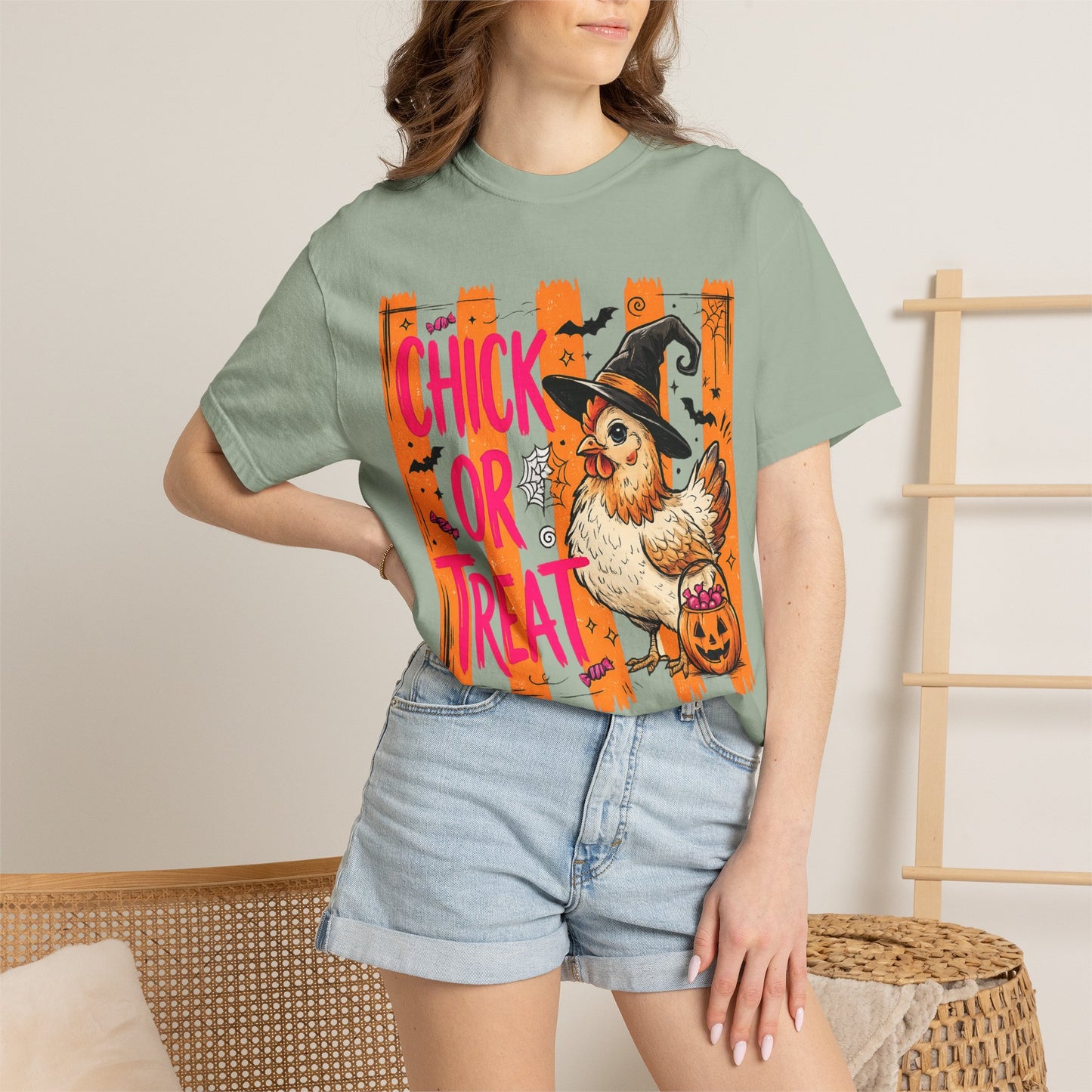Halloween Chick T-Shirt – "Chick or Treat" Witch Chicken Pumpkin Tee