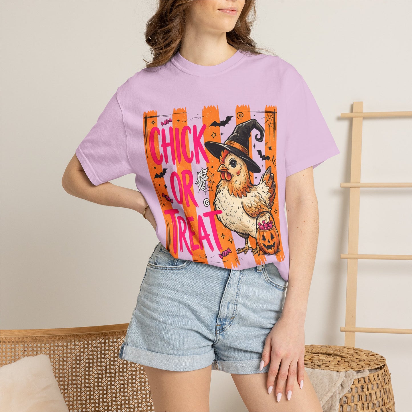 Halloween Chick T-Shirt – "Chick or Treat" Witch Chicken Pumpkin Tee