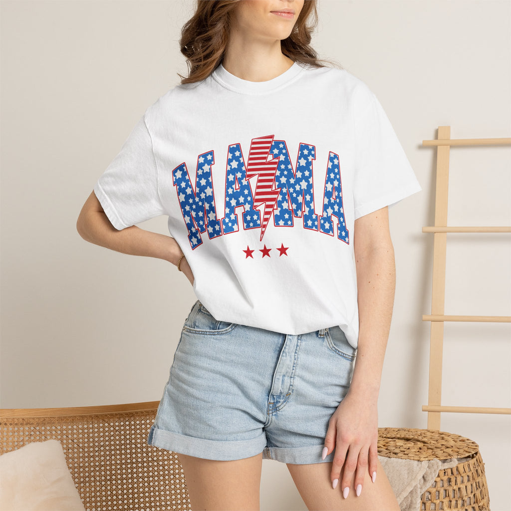 USA 'MAMA' Lightning Bolt T-Shirt — Patriotic Mother's Day Tee