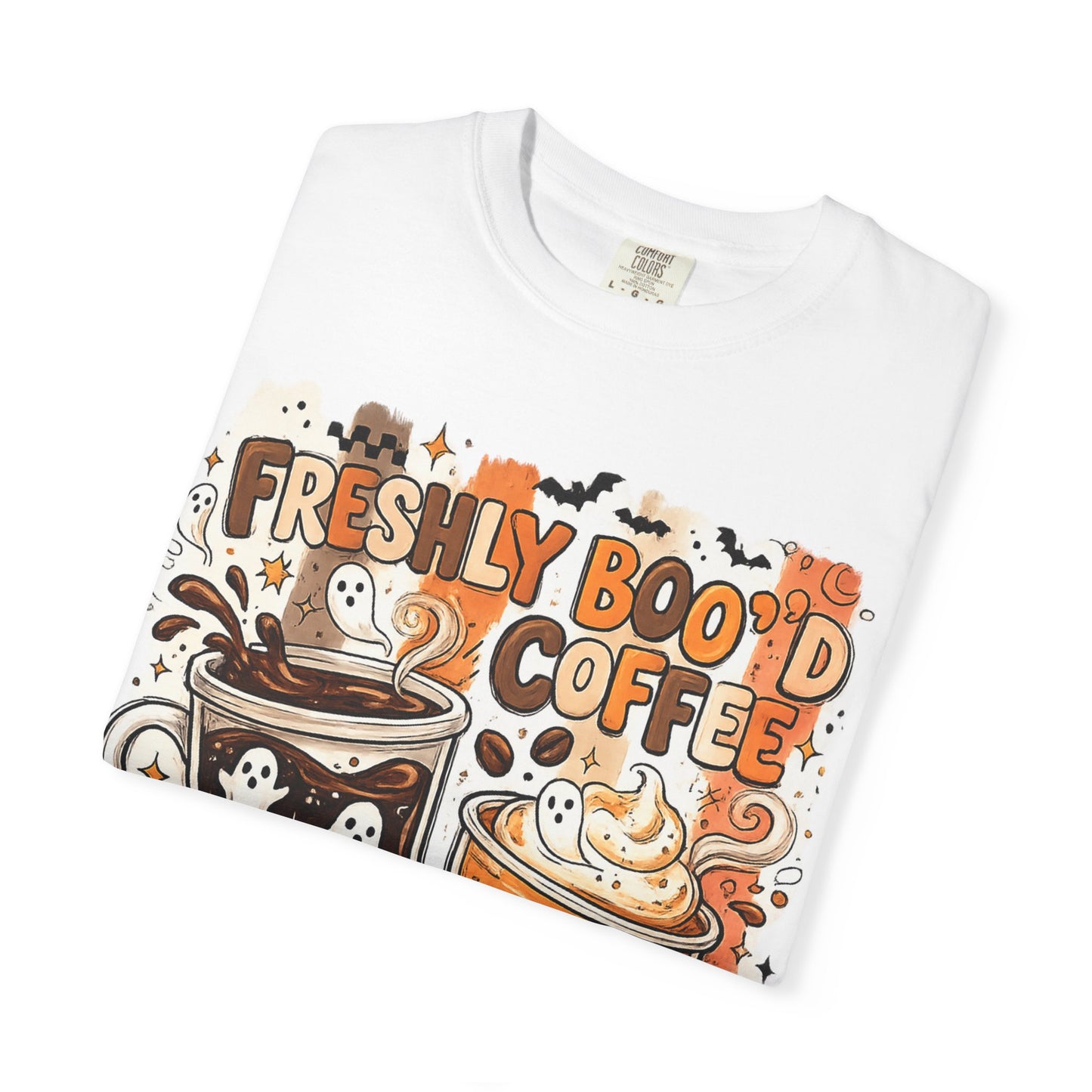 Freshly Boo'd Coffee Halloween T-Shirt — Cute Ghost Latte Graphic Tee