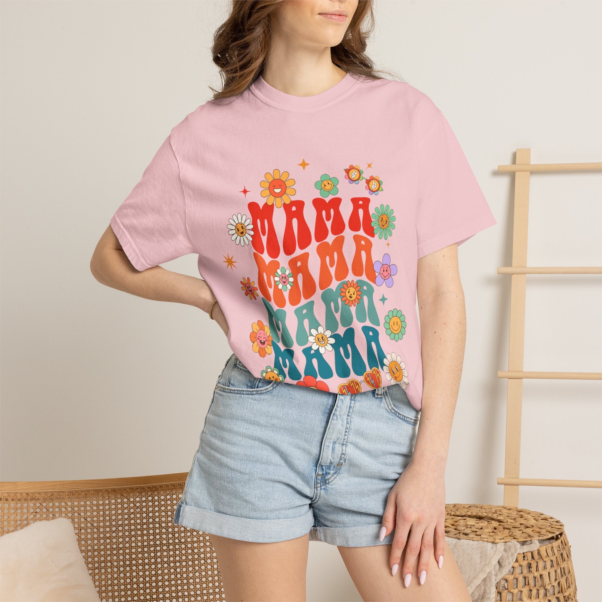 Mama Vibes Floral Retro T-Shirt — Vintage 70s Style Mother’s Day Tee