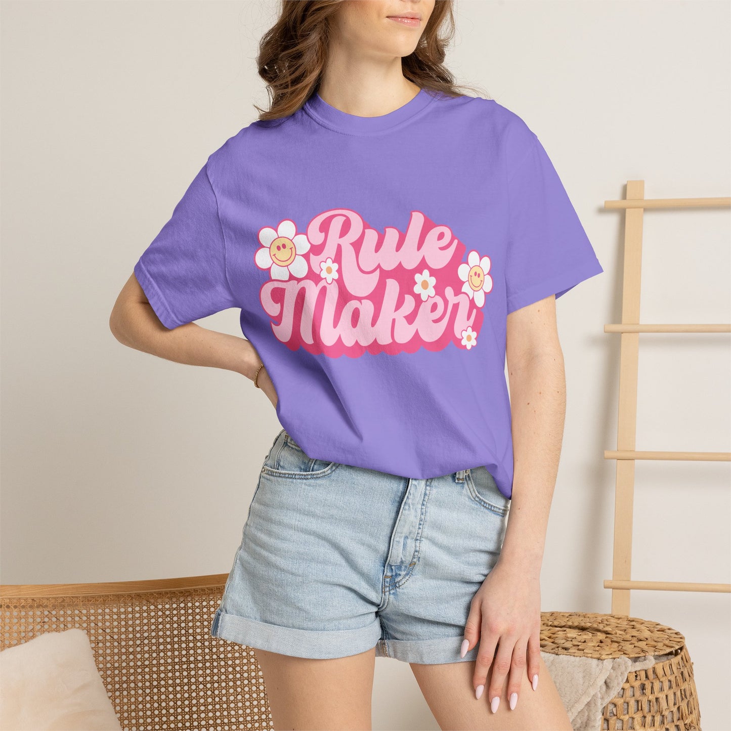 Rule Maker T-Shirt — Retro Floral Pink Graphic Tee