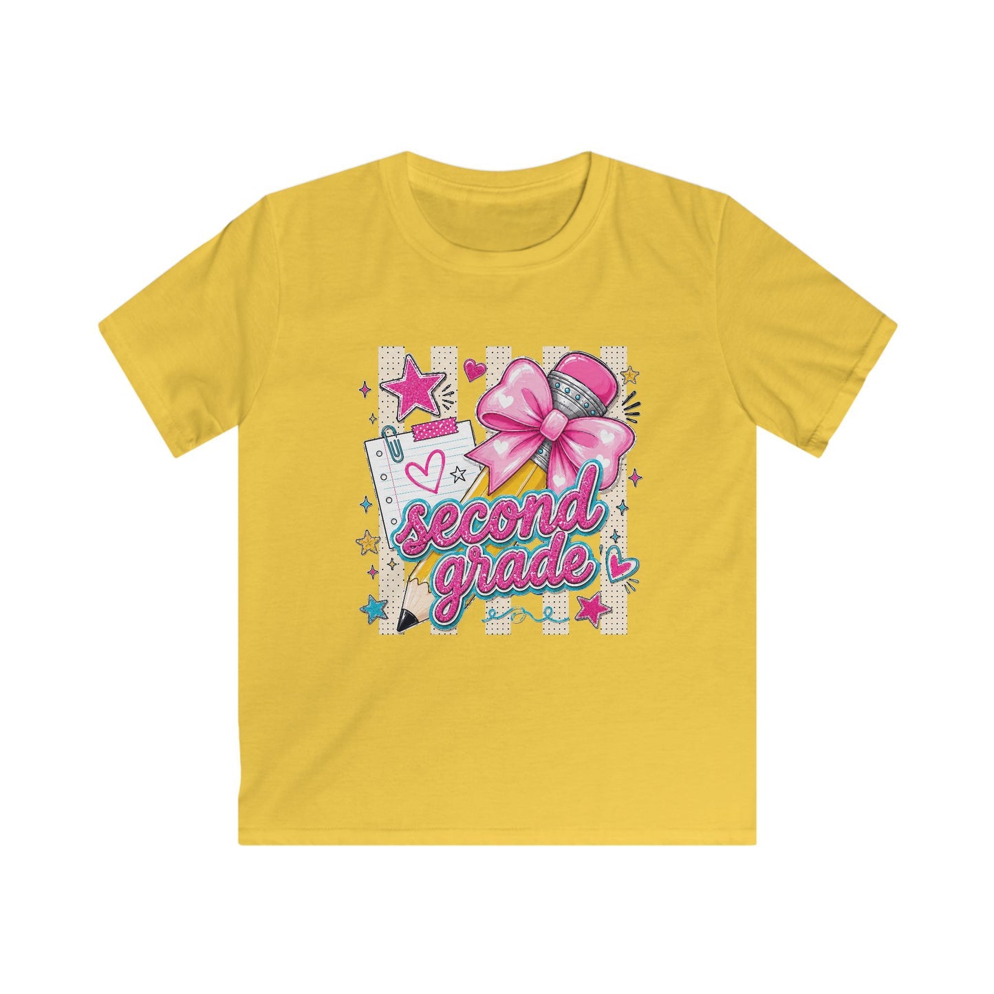 Second Grade Kids T-Shirt – Pink Bow Back-to-School Tee