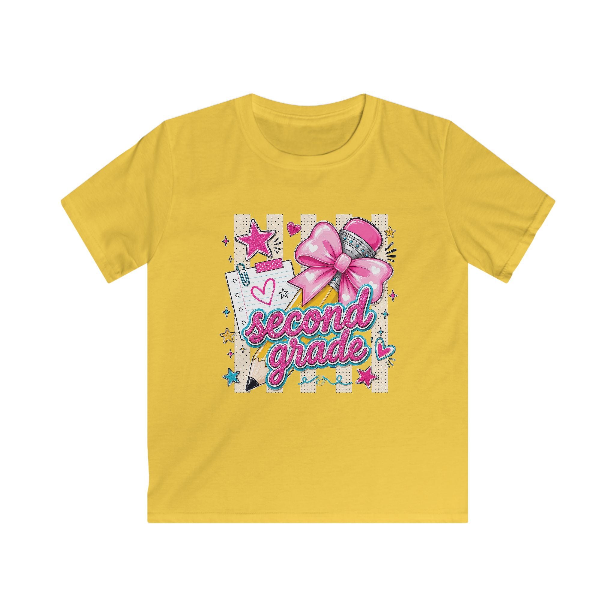 Second Grade Kids T-Shirt – Pink Bow Back-to-School Tee