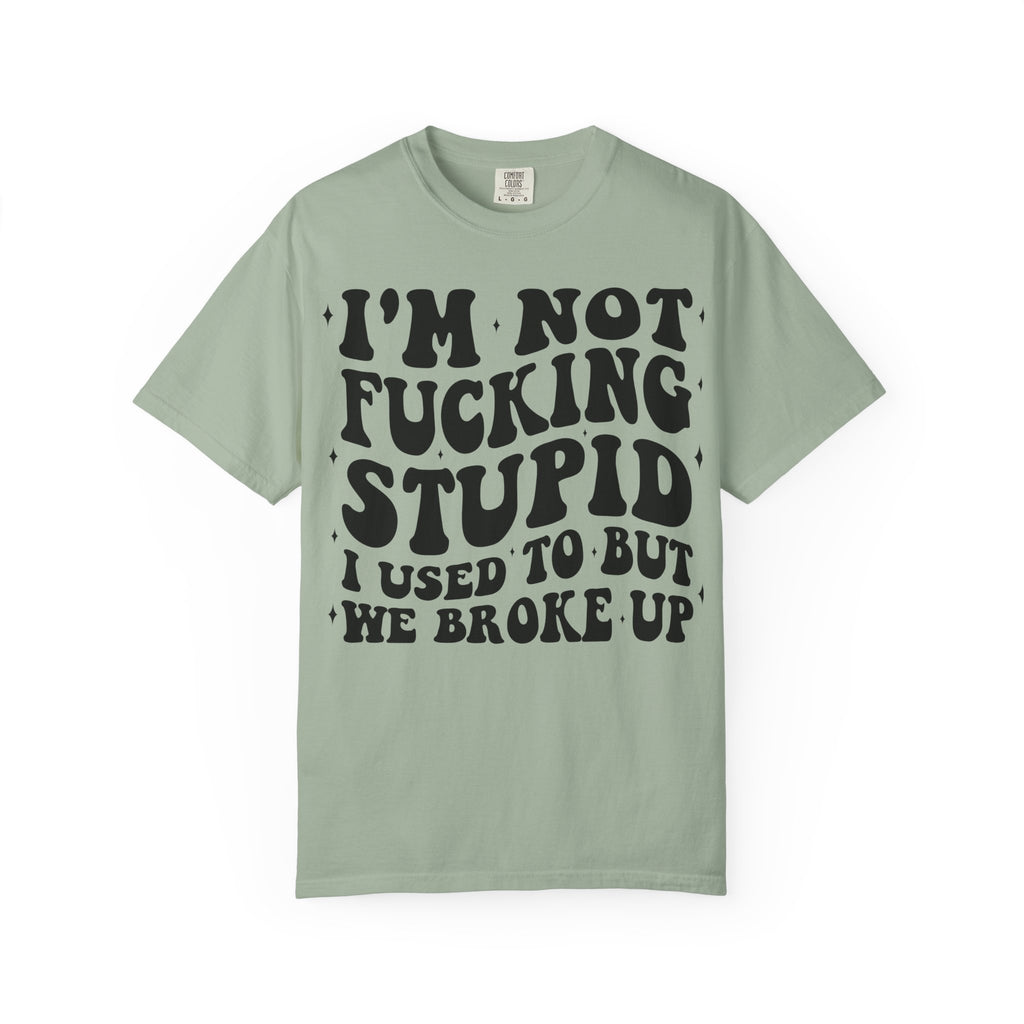 Provocative Graphic T-Shirt — "I'm Not Fucking Stupid, I Used To But We Broke Up"