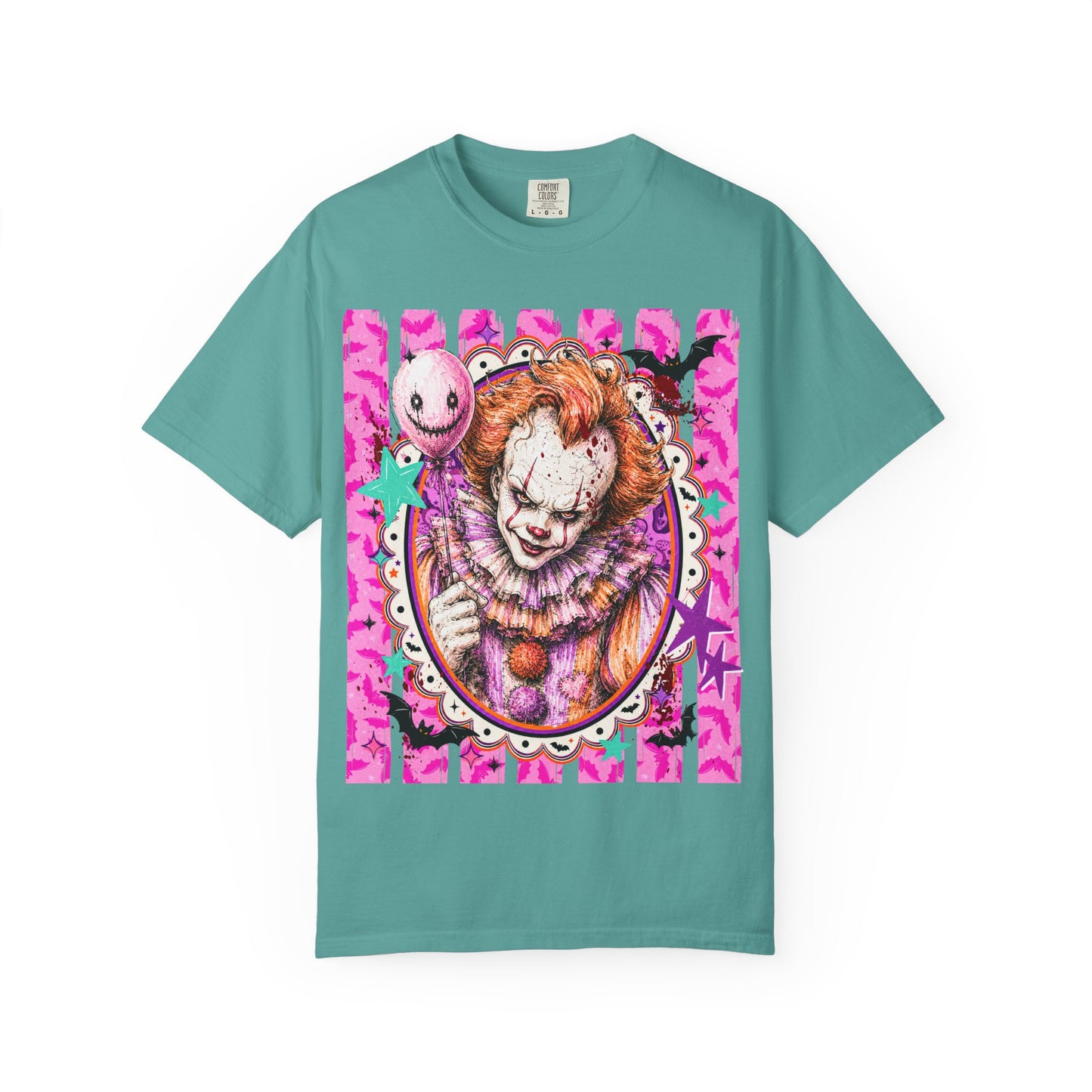 Creepy Clown Portrait T-Shirt — Pink Horror Graphic Tee