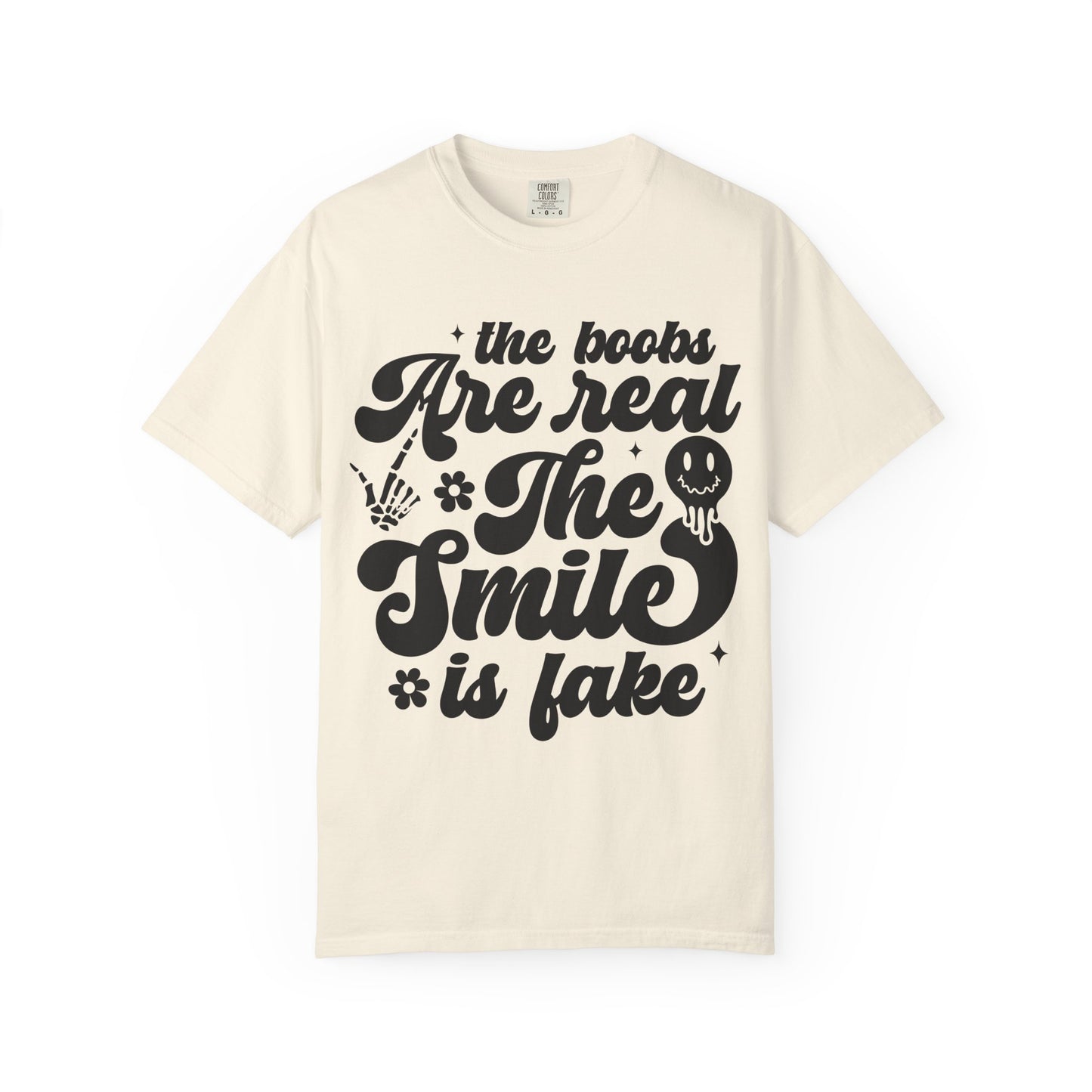 T-Shirt – "The Books Are Real, The Smile Is Fake" Vintage Script Literary Tee