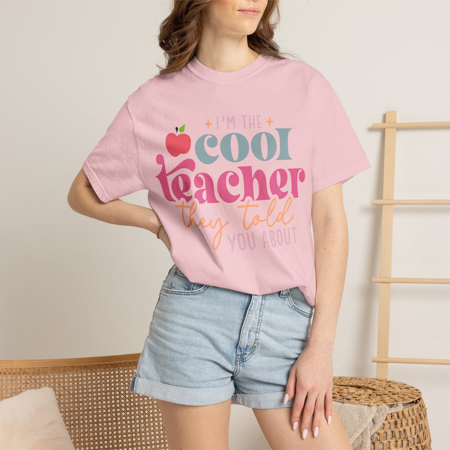 Cool Teacher T-Shirt — "I'm the Cool Teacher They Told You About" Retro Apple Tee