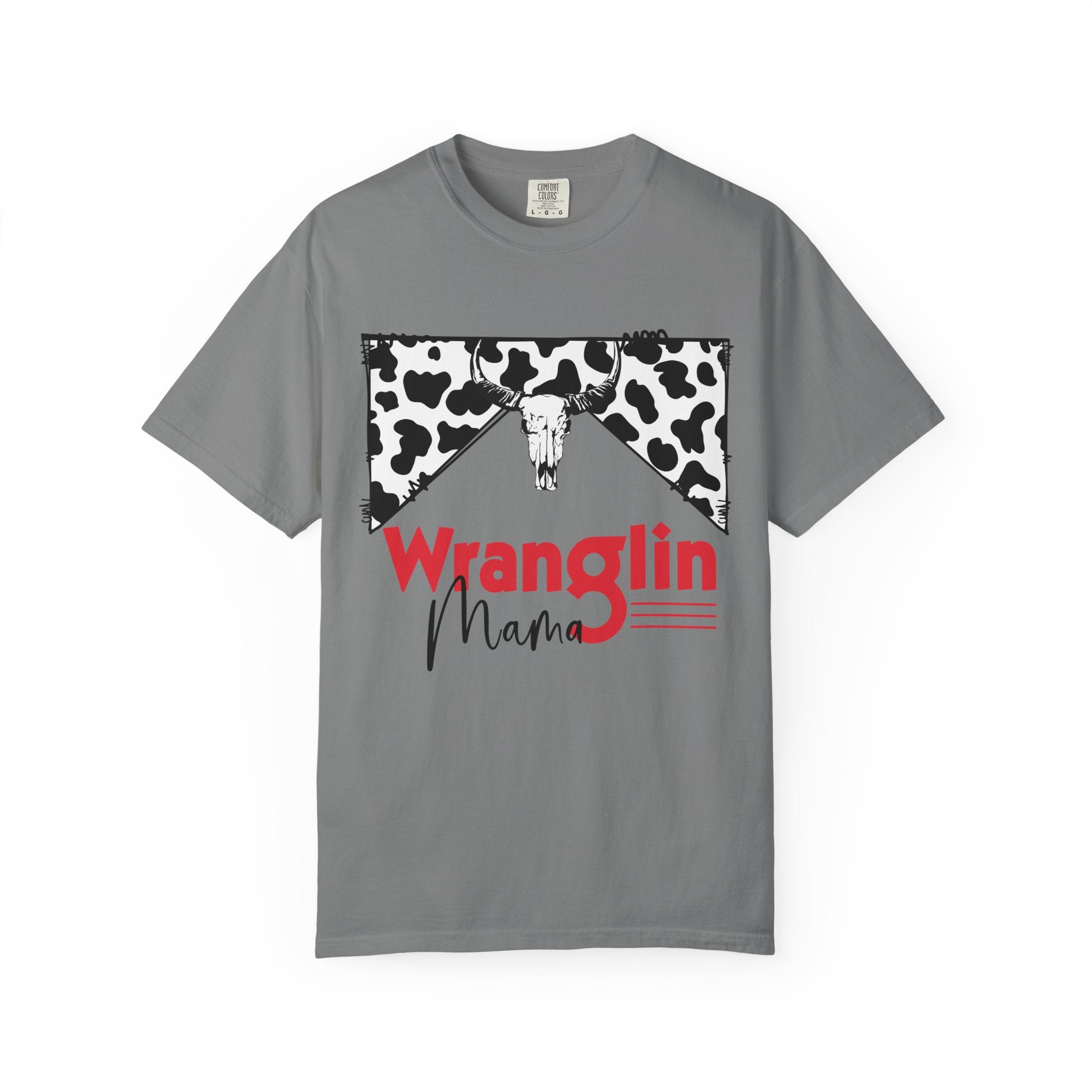 Wranglin Mama T‑Shirt — Cowprint Western Graphic Tee