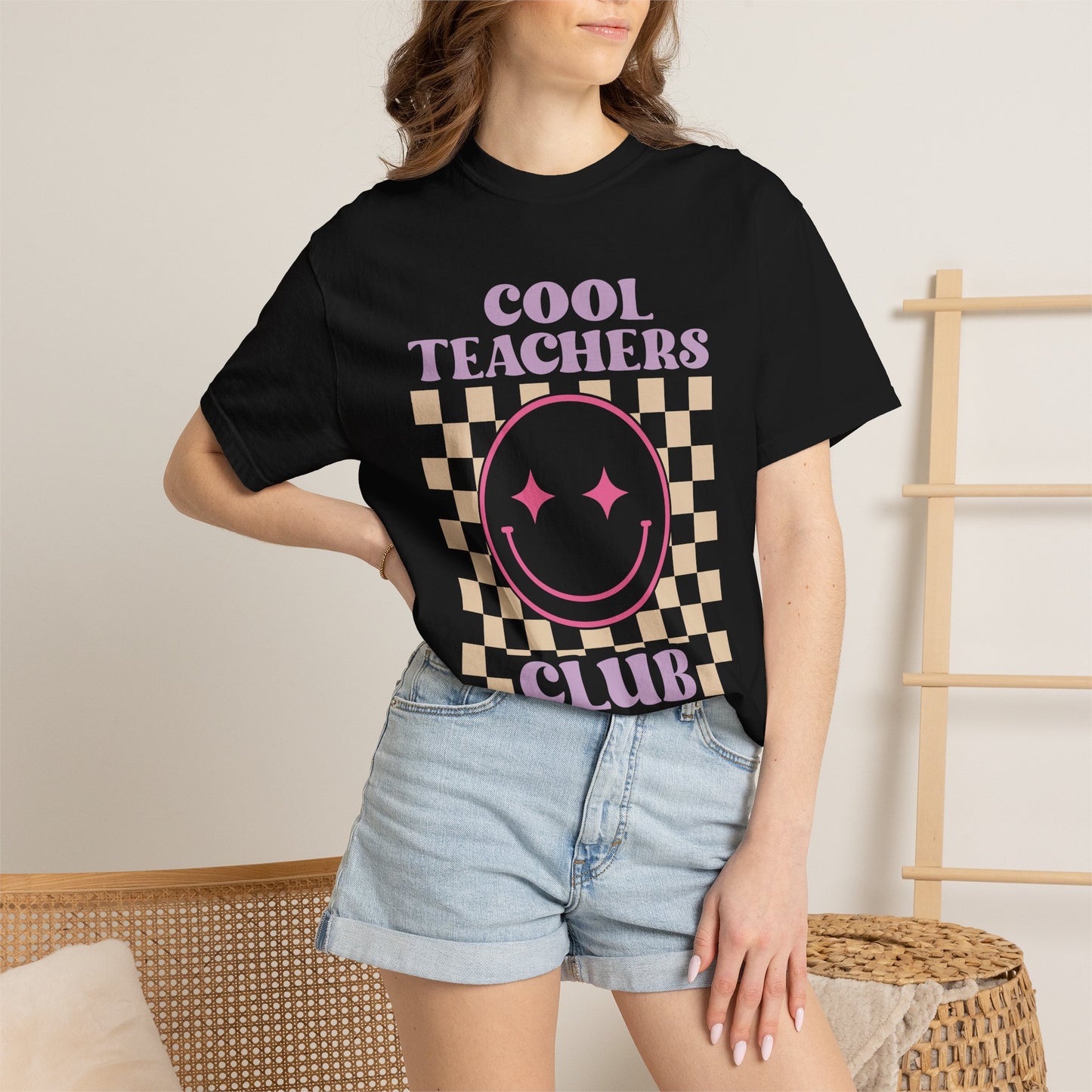 Cool Teachers Club T-Shirt — Retro Checkerboard Smiley Teacher Tee