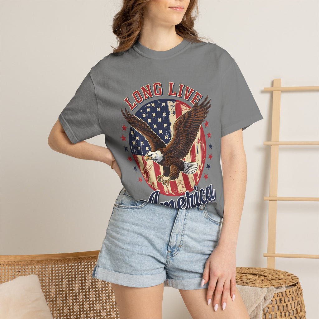 Long Live America T-Shirt — Vintage Bald Eagle Flag Graphic