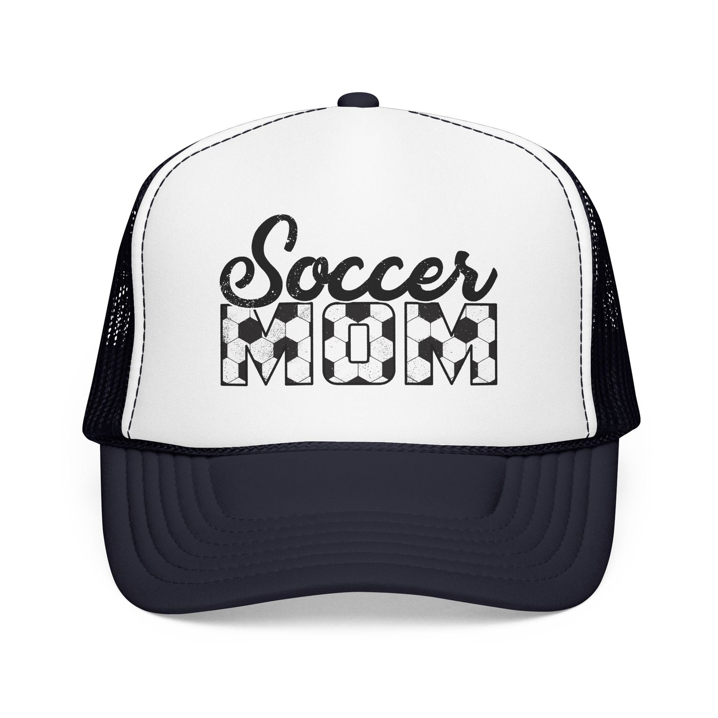 Soccer Mom Trucker Hat – Vintage Soccer Ball Lettering Foam Cap