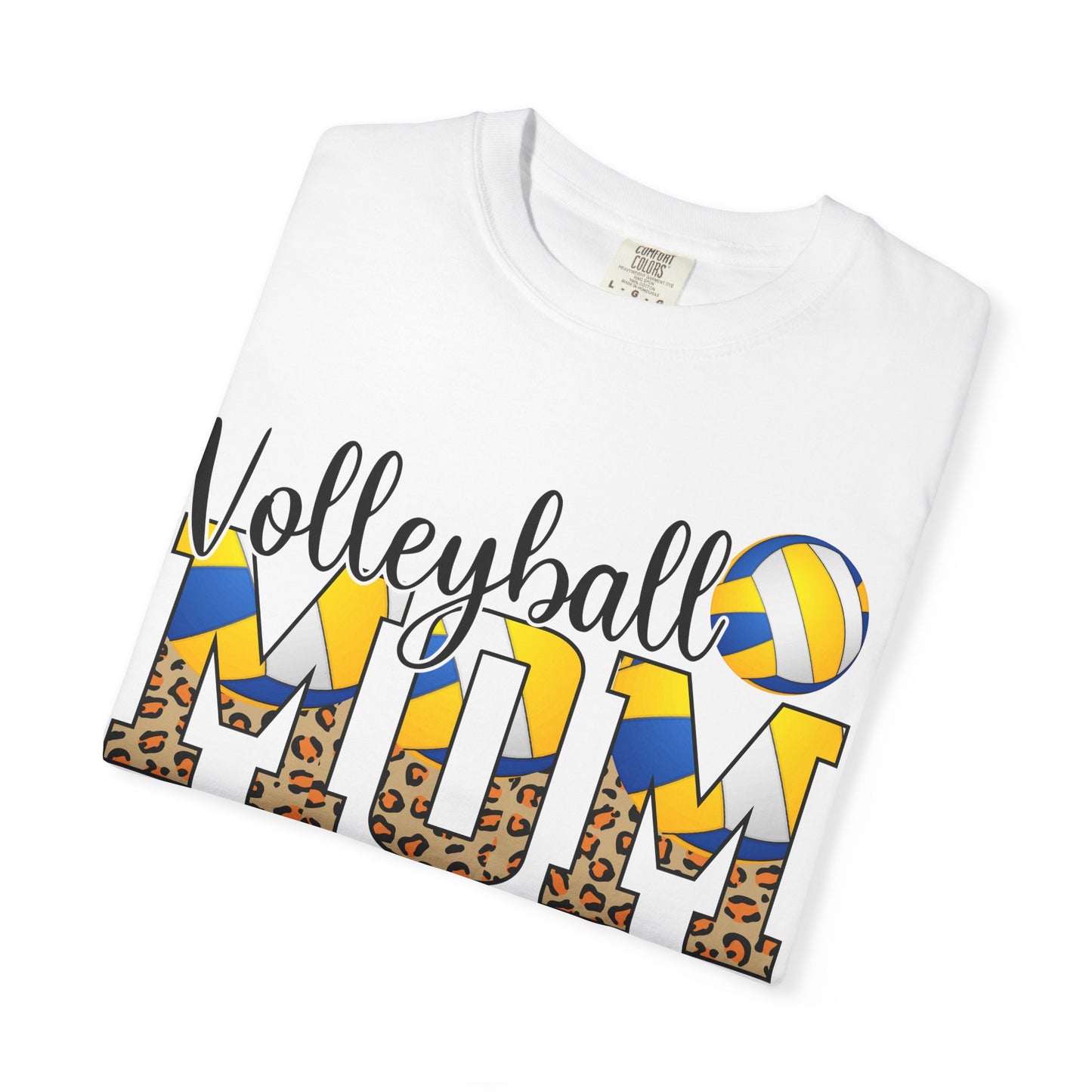 Volleyball Mom T-Shirt — Leopard Print & Ball Graphic