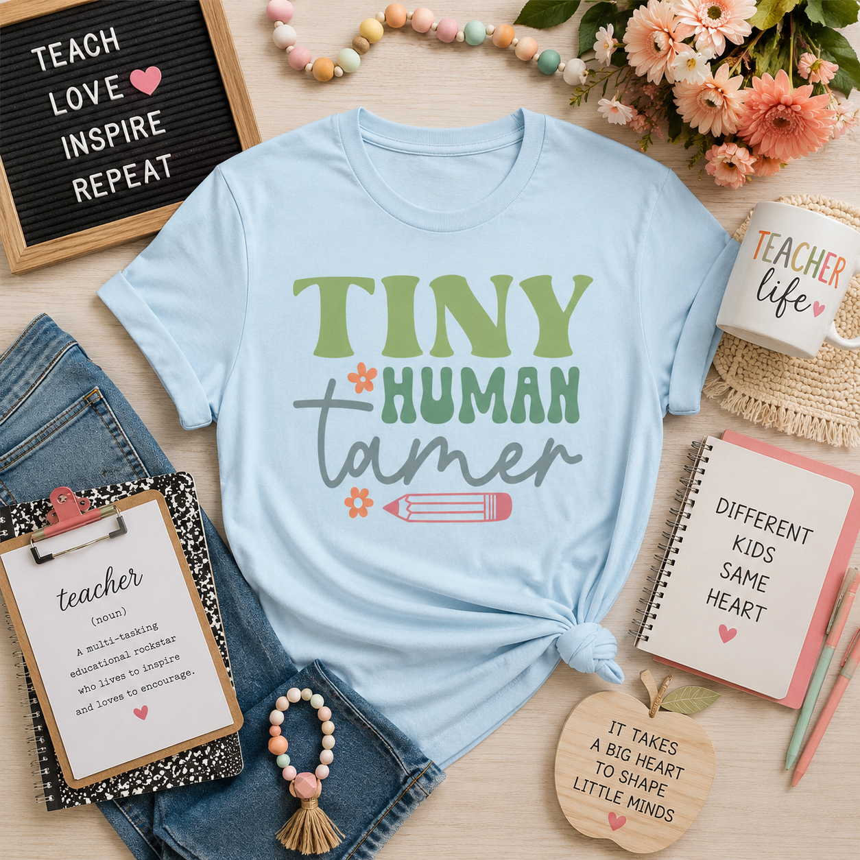 Tiny Human Tamer T-Shirt – Cute Parent/Teacher Graphic Tee