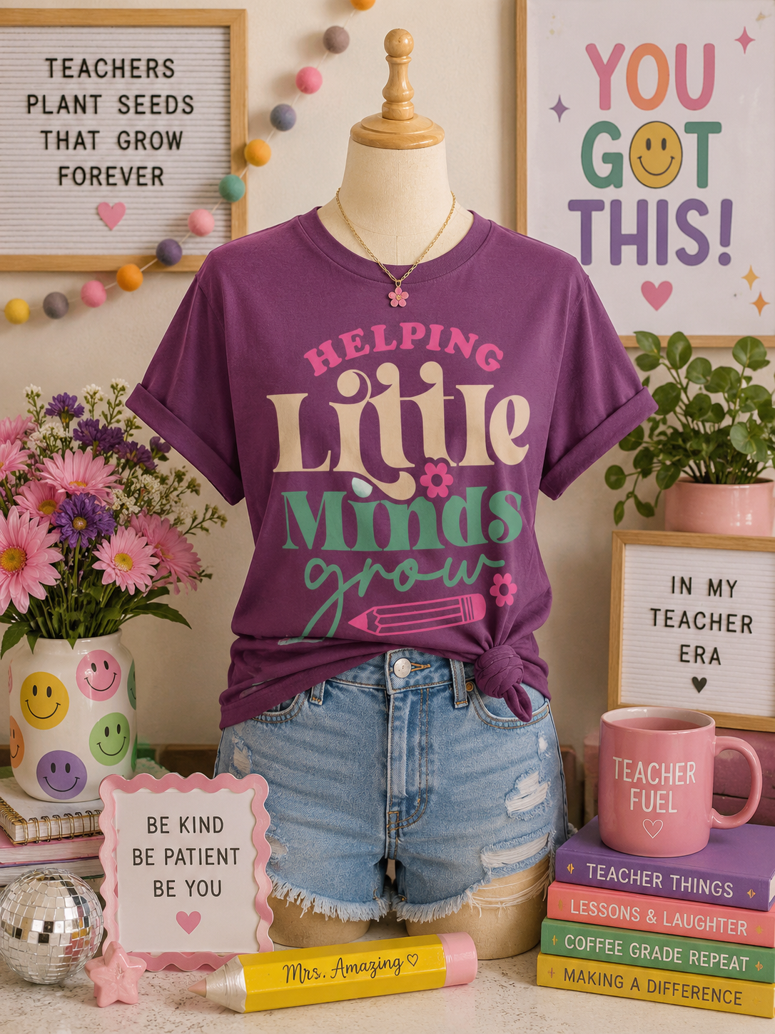 Helping Little Minds Grow T-Shirt — Teacher Appreciation School Tee