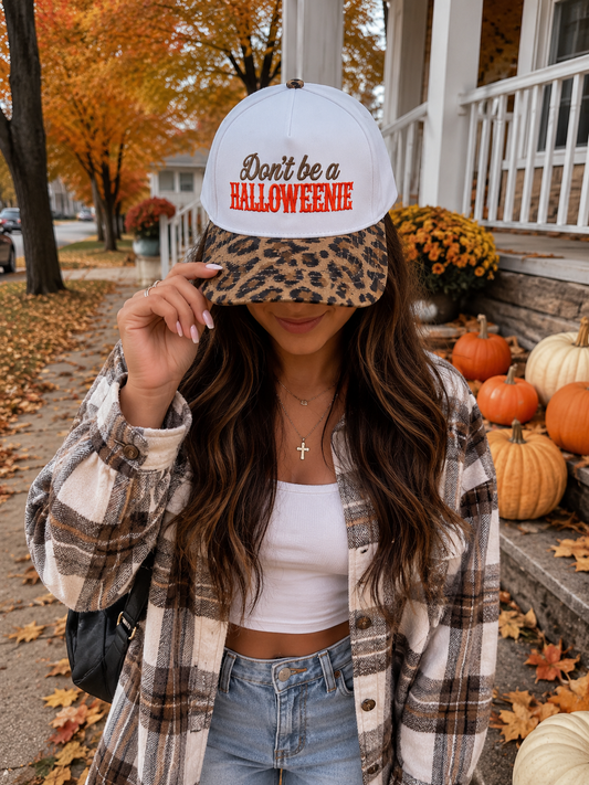 🎃 Don't Be a Halloweenie Embroidered Hat | Leopard Print | New