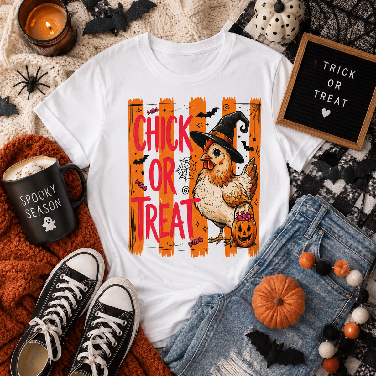 Halloween Chick Graphic T-Shirt "Chick or Treat"