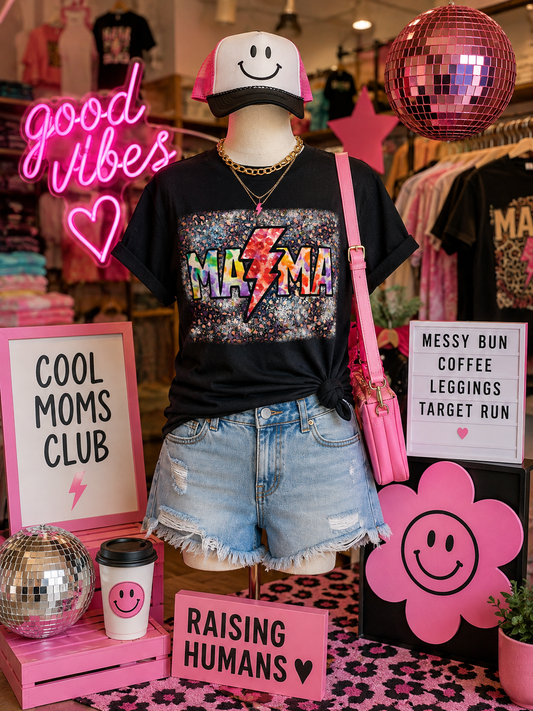 Mama Leopard Tie-Dye Graphic T-Shirt