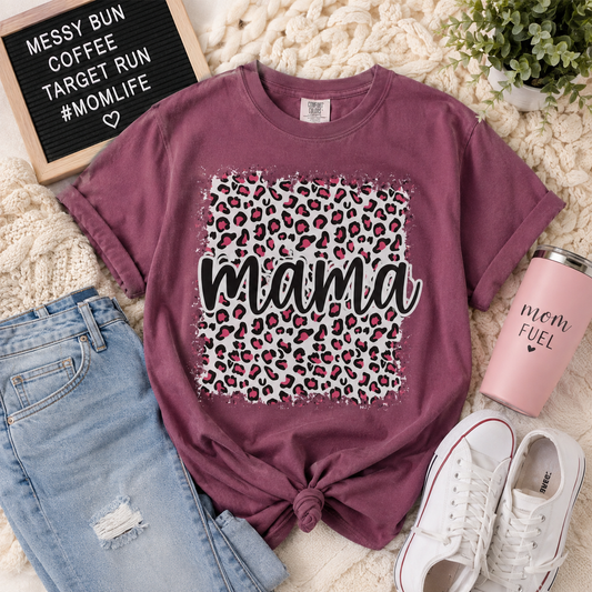 Pink Cheetah Mama Graphic T-Shirt