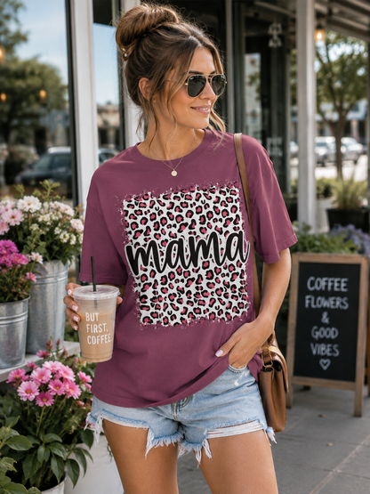 Pink Cheetah Mama Graphic T-Shirt