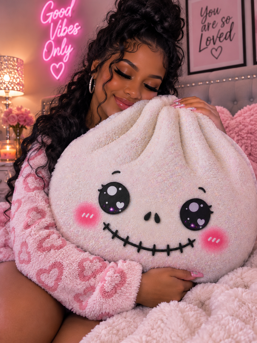 Kawaii Shell Pillow — Cute Smiling Seashell Decorative Cushion