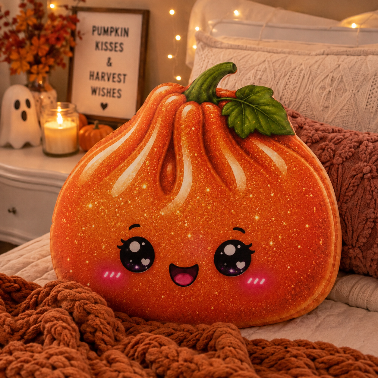 Kawaii Pumpkin Pillow — Cute Halloween Plush Decor