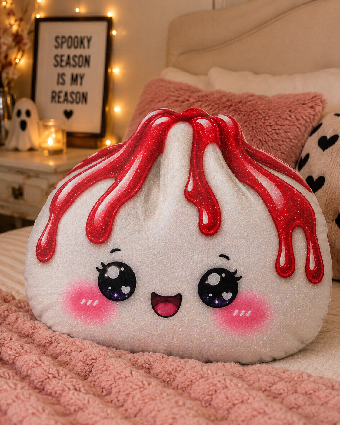 Kawaii Dumpling Shaped Pillow — Cute Food Plush with 'Happy Face'