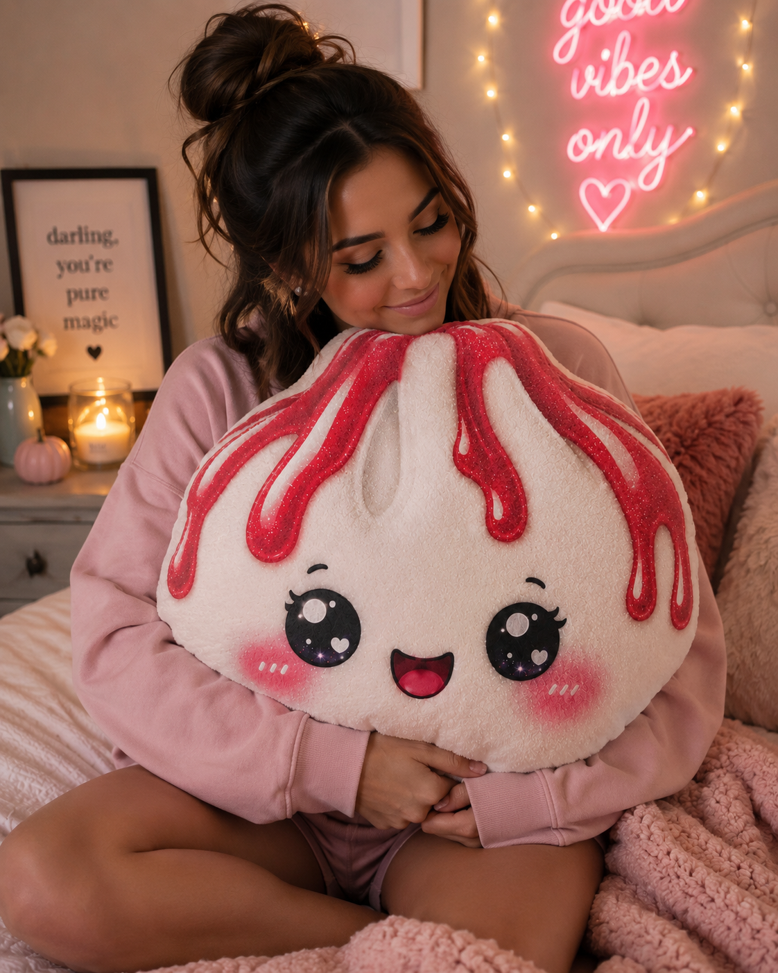 Kawaii Dumpling Shaped Pillow — Cute Food Plush with 'Happy Face'