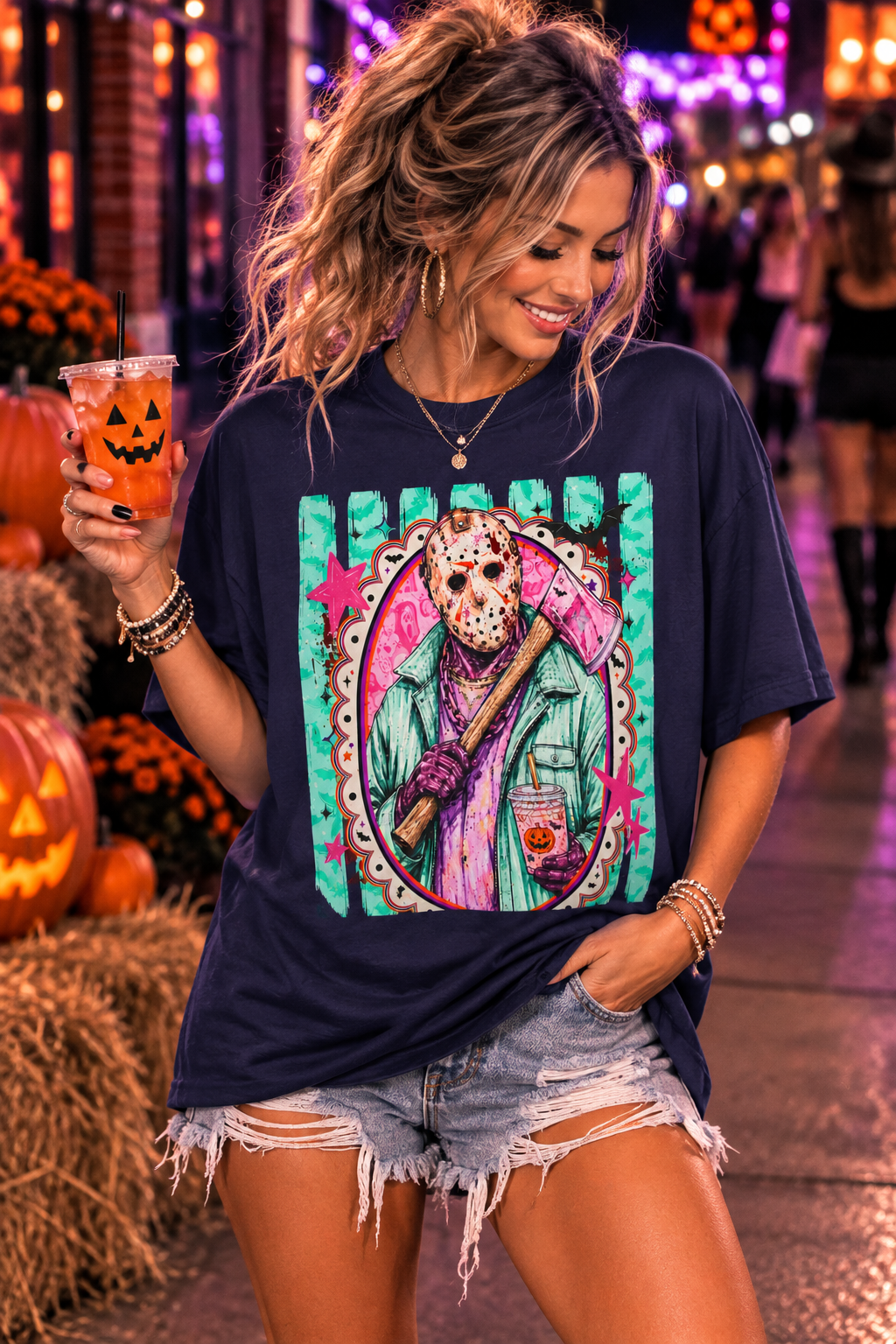 Hockey Mask Horror Graphic T-Shirt