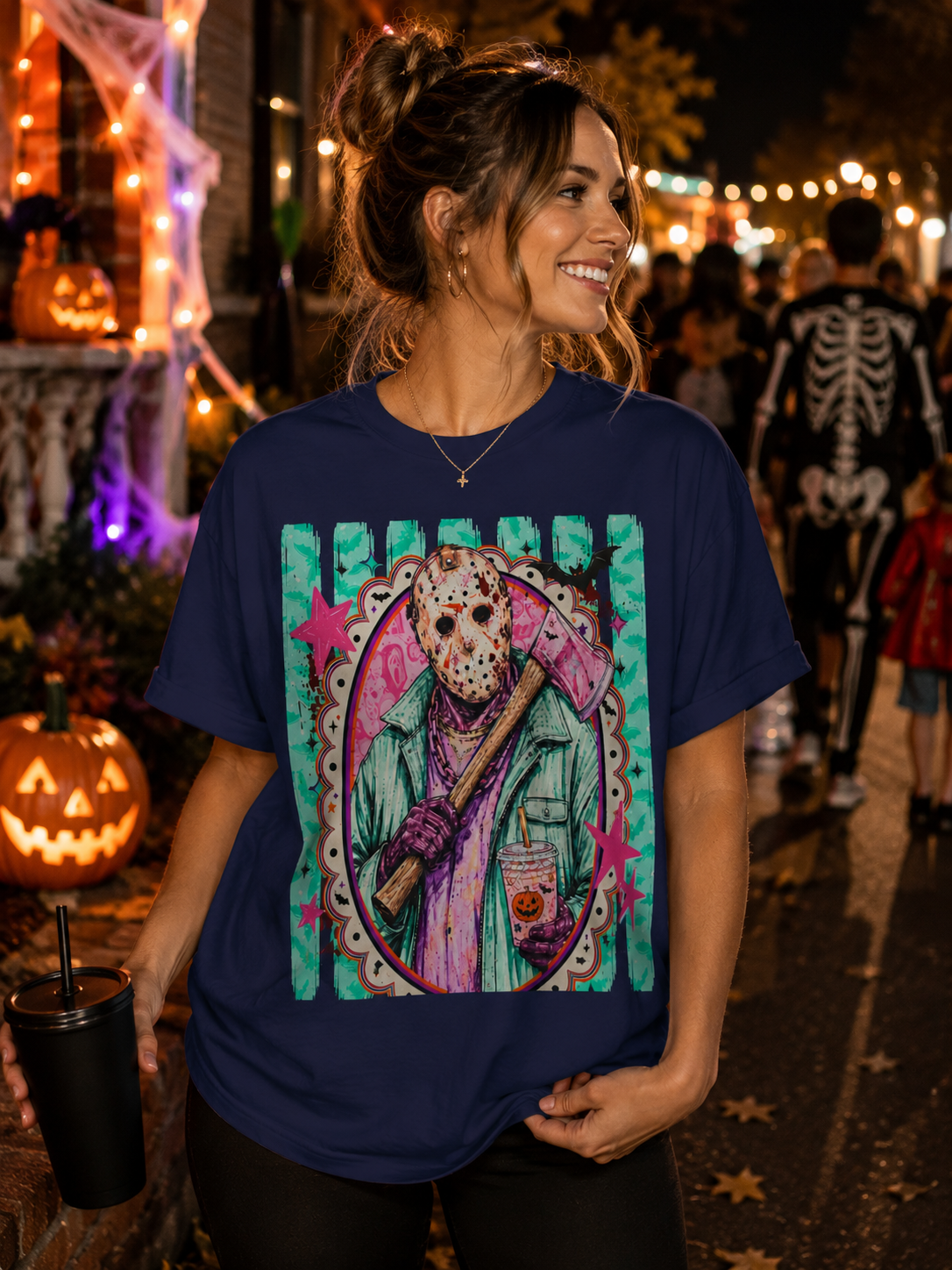 Hockey Mask Horror Graphic T-Shirt