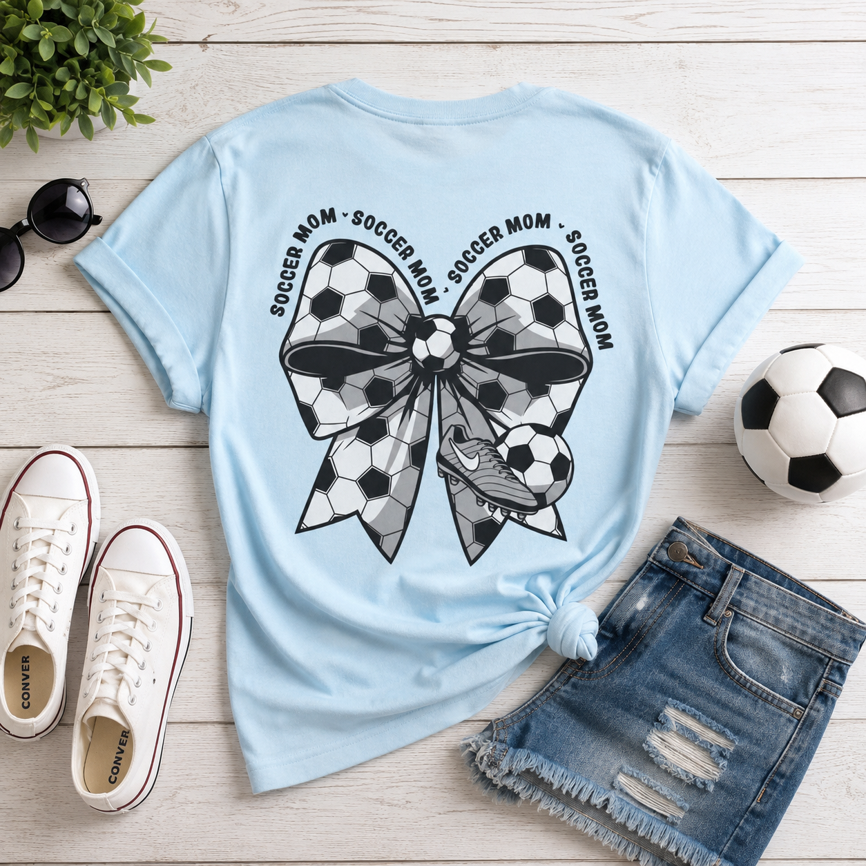 Soccer Mom T‑Shirt (Bow Soccer Design)