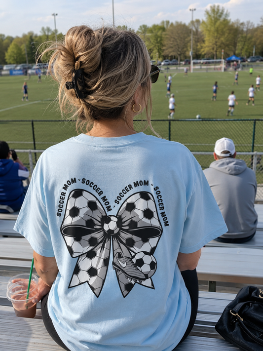 Soccer Mom T‑Shirt (Bow Soccer Design)