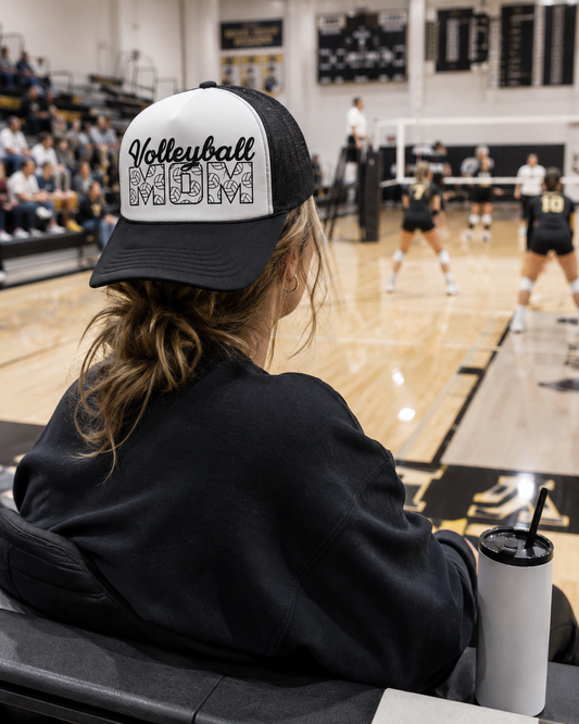 Volleyball Mom Trucker Hat – Foam Mesh Cap with Volleyball Pattern