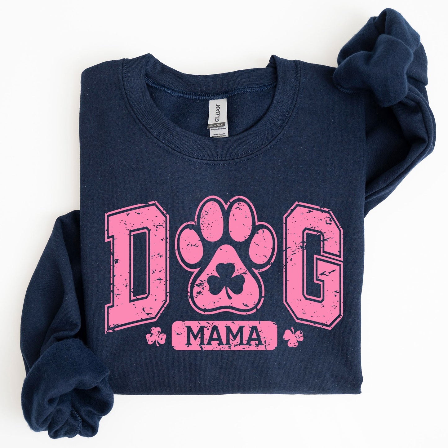 Dog Mama Lucky Shamrock Irish Retro St Patrick's Day Paw Print Charm Vintage Sweatshirt