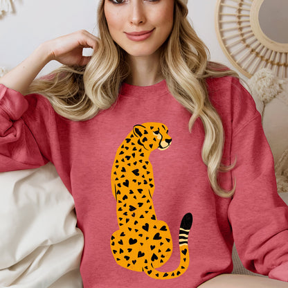 Leopard Heart Spots Valentine's Day Leopard Print Love Pattern Cozy Vintage Style Sweatshirt