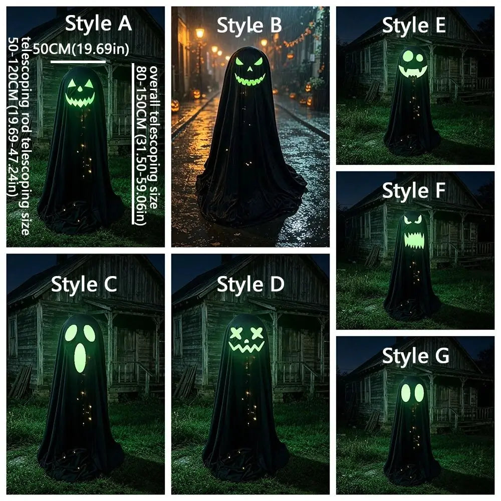 Luminous Halloween Standing Ghost Decor Adjustable Gothic Outdoor Light-up Ghost