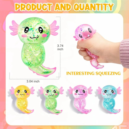 Colorful Axolotl Squishy Fidget Toy – Sensory Stress Relief