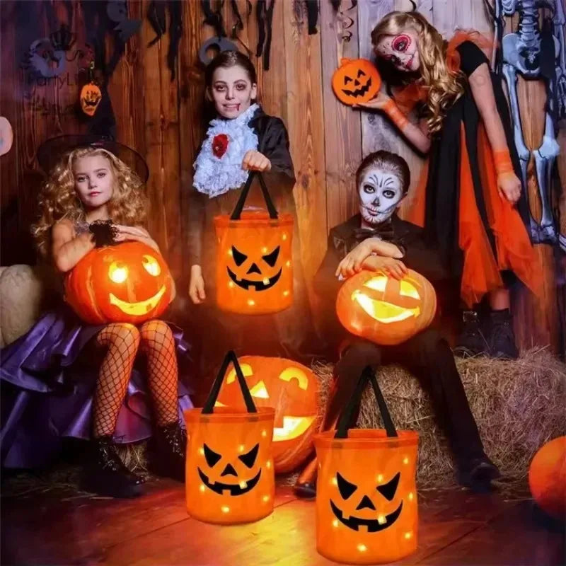 Halloween Pumpkin Bag LED Light Up Handle