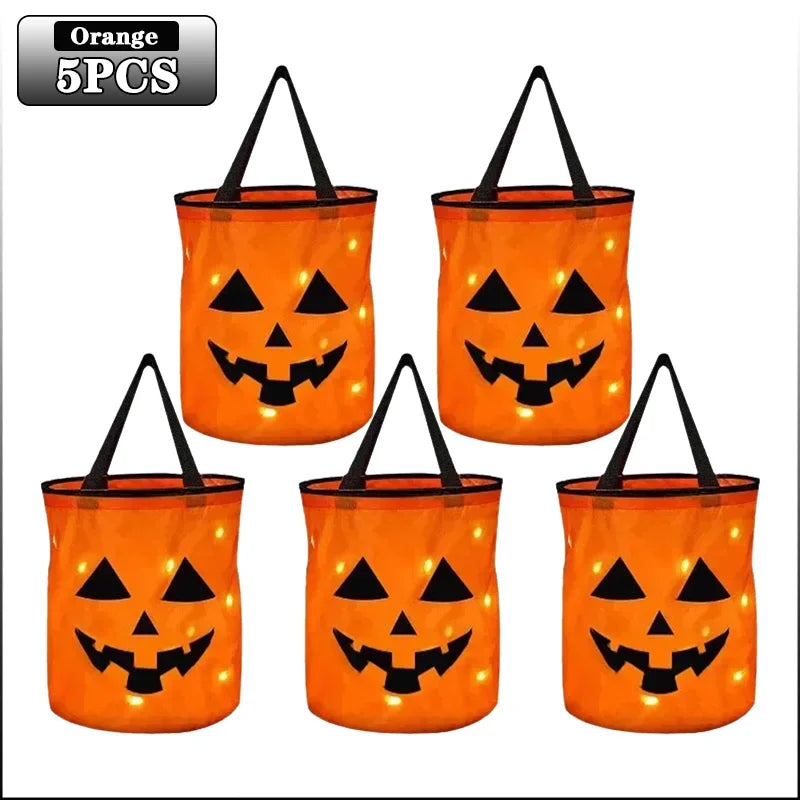 Halloween Pumpkin Bag LED Light Up Handle
