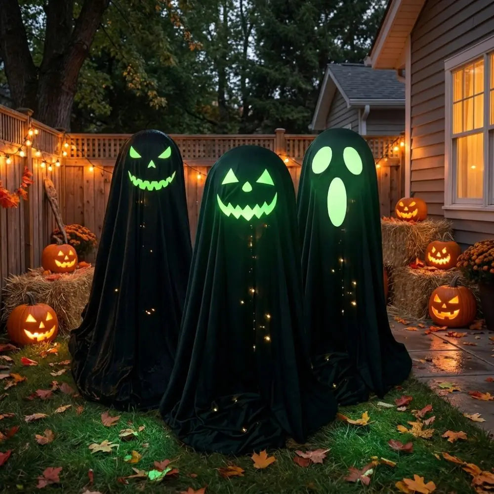 Luminous Halloween Standing Ghost Decor Adjustable Gothic Outdoor Light-up Ghost