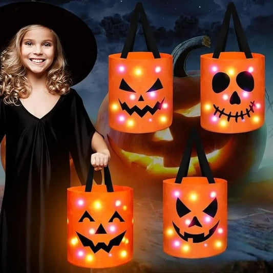 Halloween Pumpkin Bag LED Light Up Handle