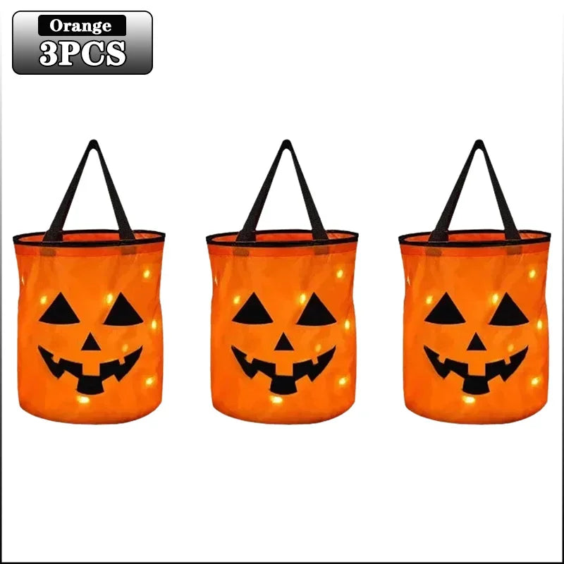 Halloween Pumpkin Bag LED Light Up Handle