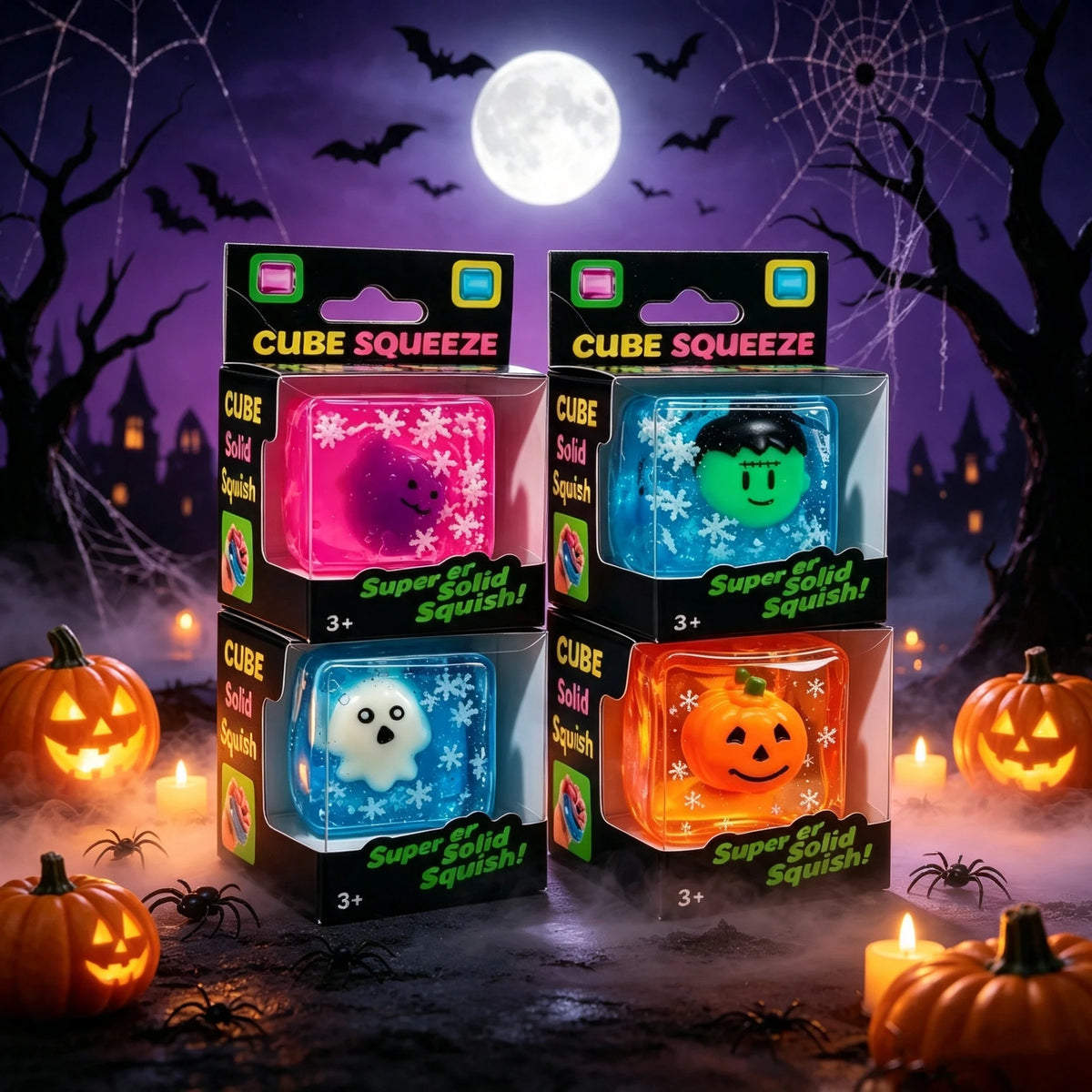 🎃✨ Luminous Halloween Spooky Squishy Cube 👻