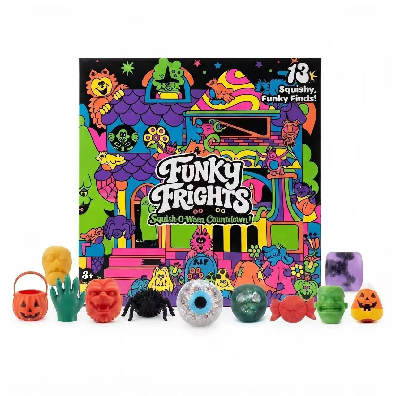 Needoh New Funky Frights Halloween Advent Calendar 13 Days, Spooky Squishy Slow Rise Stress Relief Toys Countdown Gift Box