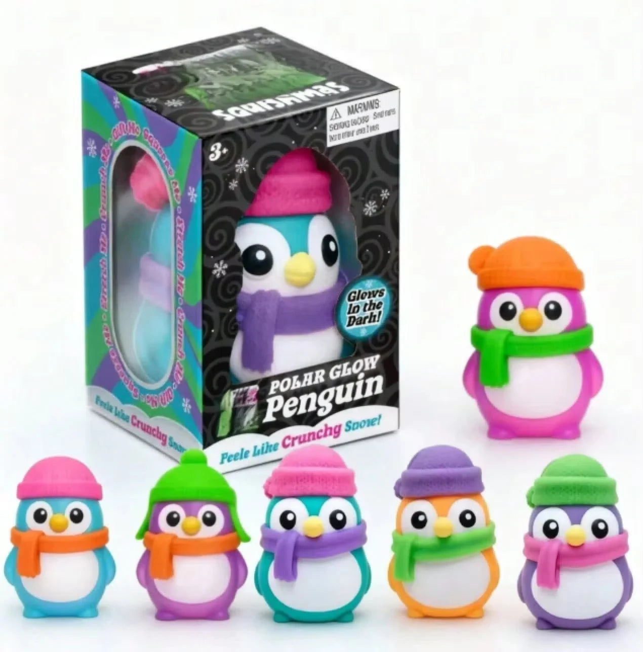 Glow In Dark Arctic Penguin Crunchy Squishy Fidget Toy