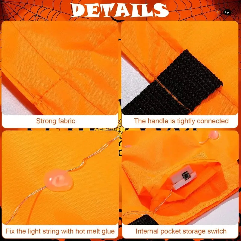Halloween Pumpkin Bag LED Light Up Handle